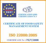 8-2-2008: ΠΙΣΤΟΠΟΙΗΣΗ ΚΑΤΑ ISO 22000